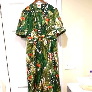 Farm Rio Tropical V-Neck Jumpsuit Size XL